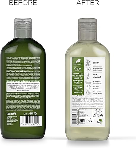 Miniatura 8 de DR ORGANIC Champú y acondicionador 2 en 1 de aceite de cáñamo para cabello fino, para hombres y mujeres, natural, vegano, libre de crueldad, sin