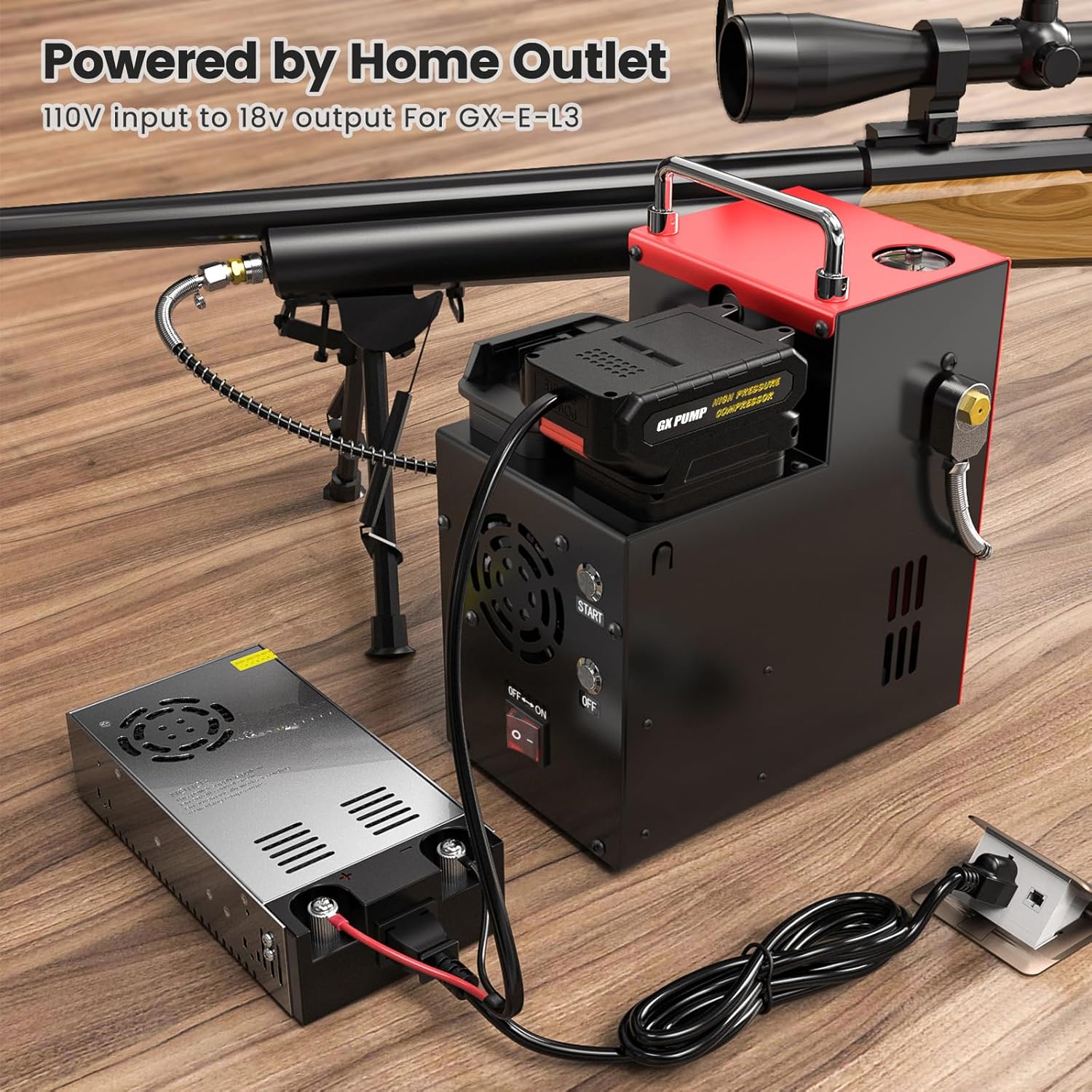 GX PUMP 110v AC to 18V DC Converter Transformer for L2 / L3 Cordless PCP Air Compressor Home Outlet Use, 600W 33A Max