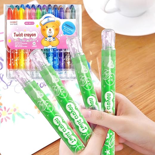 FunBlast Crayons for Kids-24 Shades Rolling Crayons Pen with Coloring Book Kit for Art & Craft,Colors for Drawing,Silky Crayon for School Kids Girls Boy,Return Gift for Birthday,Ink Color-Multicolor