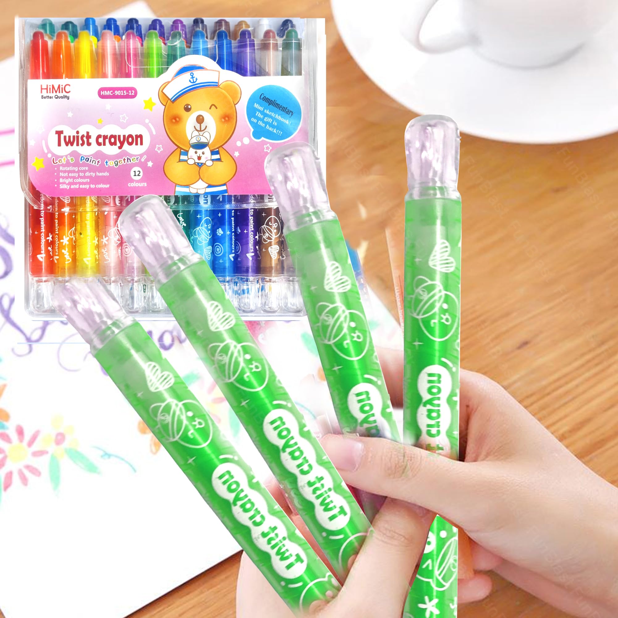 FunBlast Crayons for Kids-24 Shades Rolling Crayons Pen with Coloring Book Kit for Art & Craft,Colors for Drawing,Silky Crayon for School Kids Girls Boy,Return Gift for Birthday,Ink Color-Multicolor