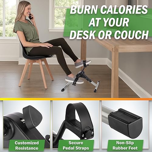 Miniatura 5 de Under Desk Exercise Bike Pedal Exerciser – Mini Stationary Cycle with Adjustable Resistance, Calorie Tracker & Foldable Design – Compact Pedal