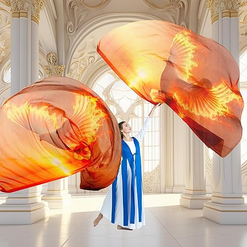 Vista 97 de MUNAFIE Worship Flags Set(2 Flags+2 Rods+1 Storage Bag) for Dance Church Flags for Worship Guard Flag Praise Dance Flags