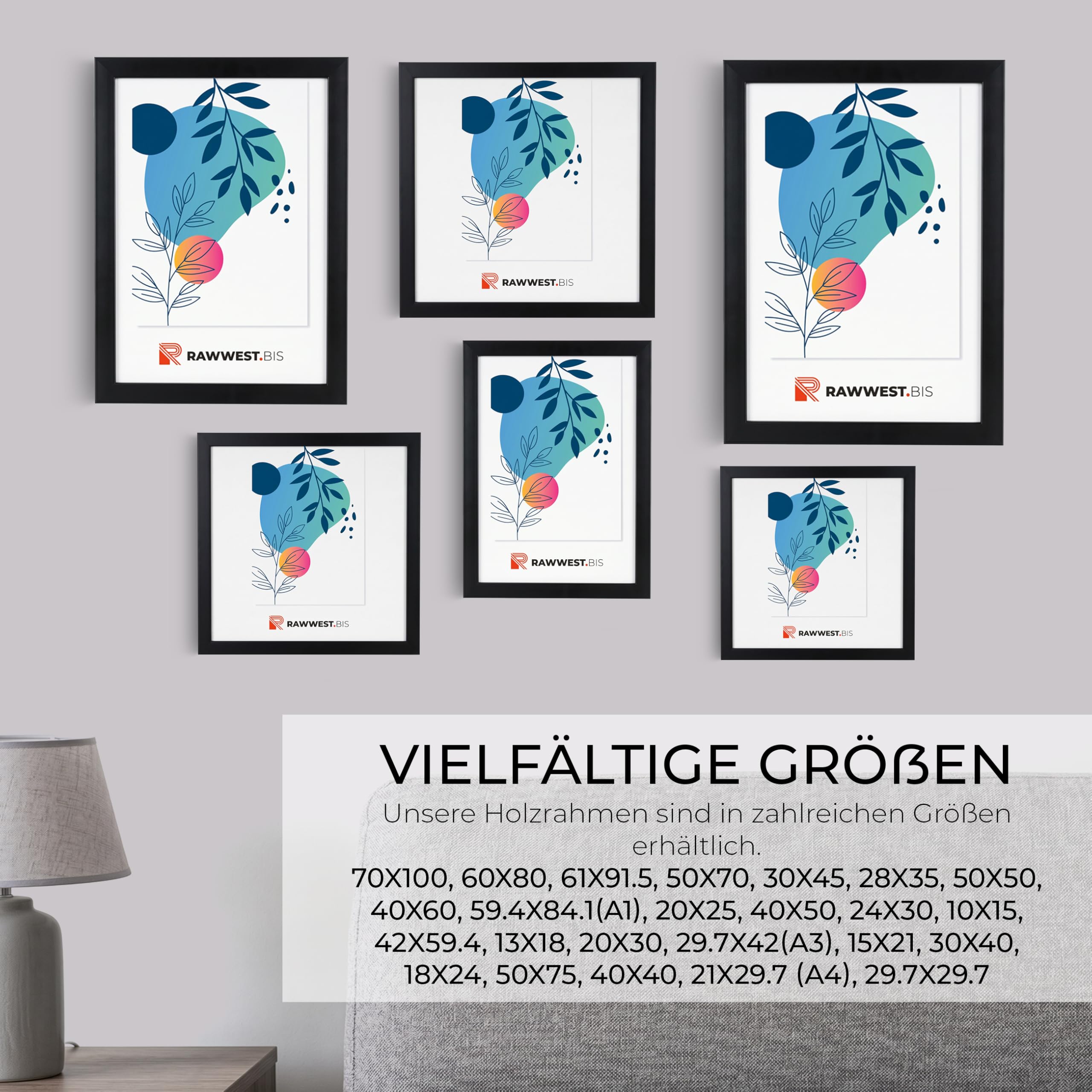 Bilderrahmen 70x100cm MDF Holz Rahmen Posterrahmen mit Acrylglas Holzrahmen aus Holzplatten für Bilder Poster Fotos Puzzle Plakatrahmen zum Aufhängen & Aufstellen Fotorahmen Schwarz