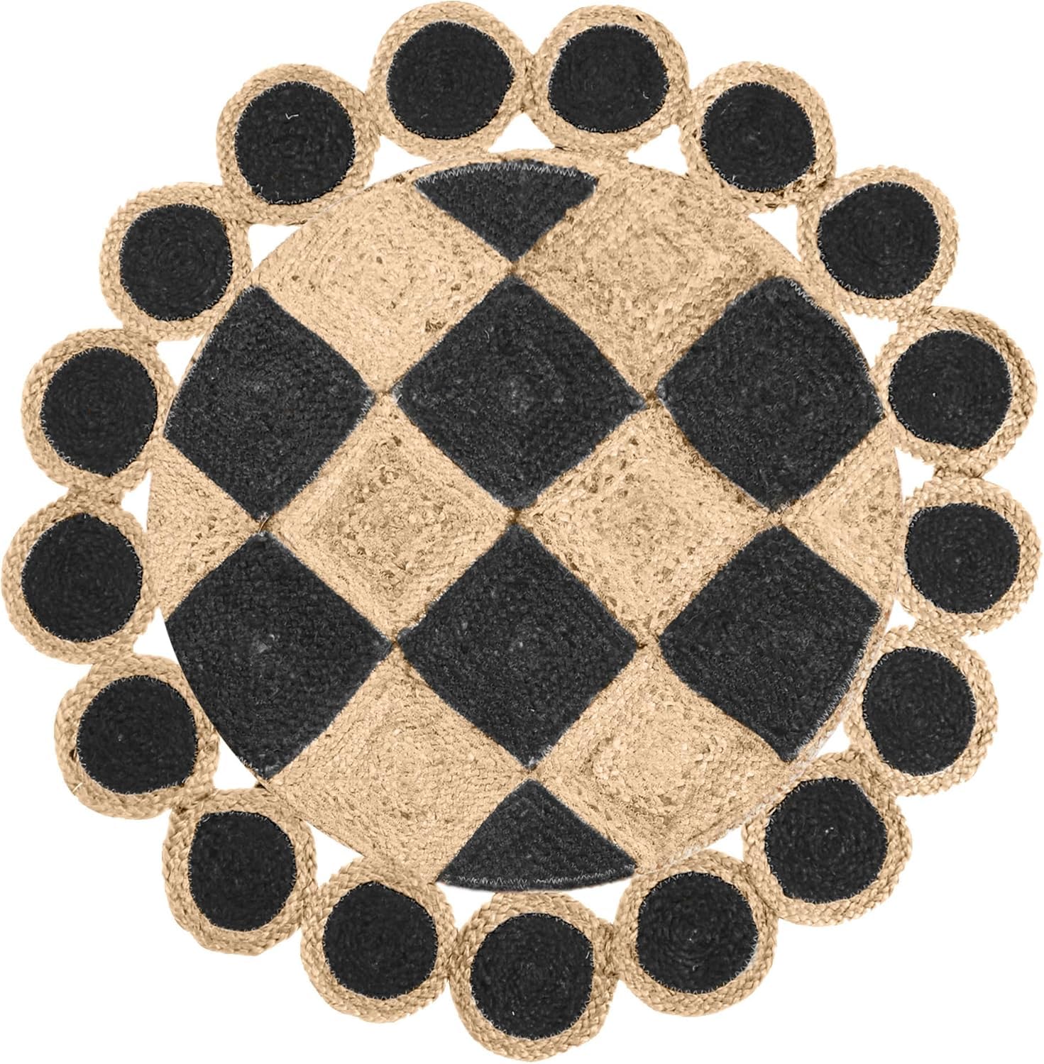Petit tapis rond en jute naturelle 10x10 cm tressé main pour déco intérieure et extérieure