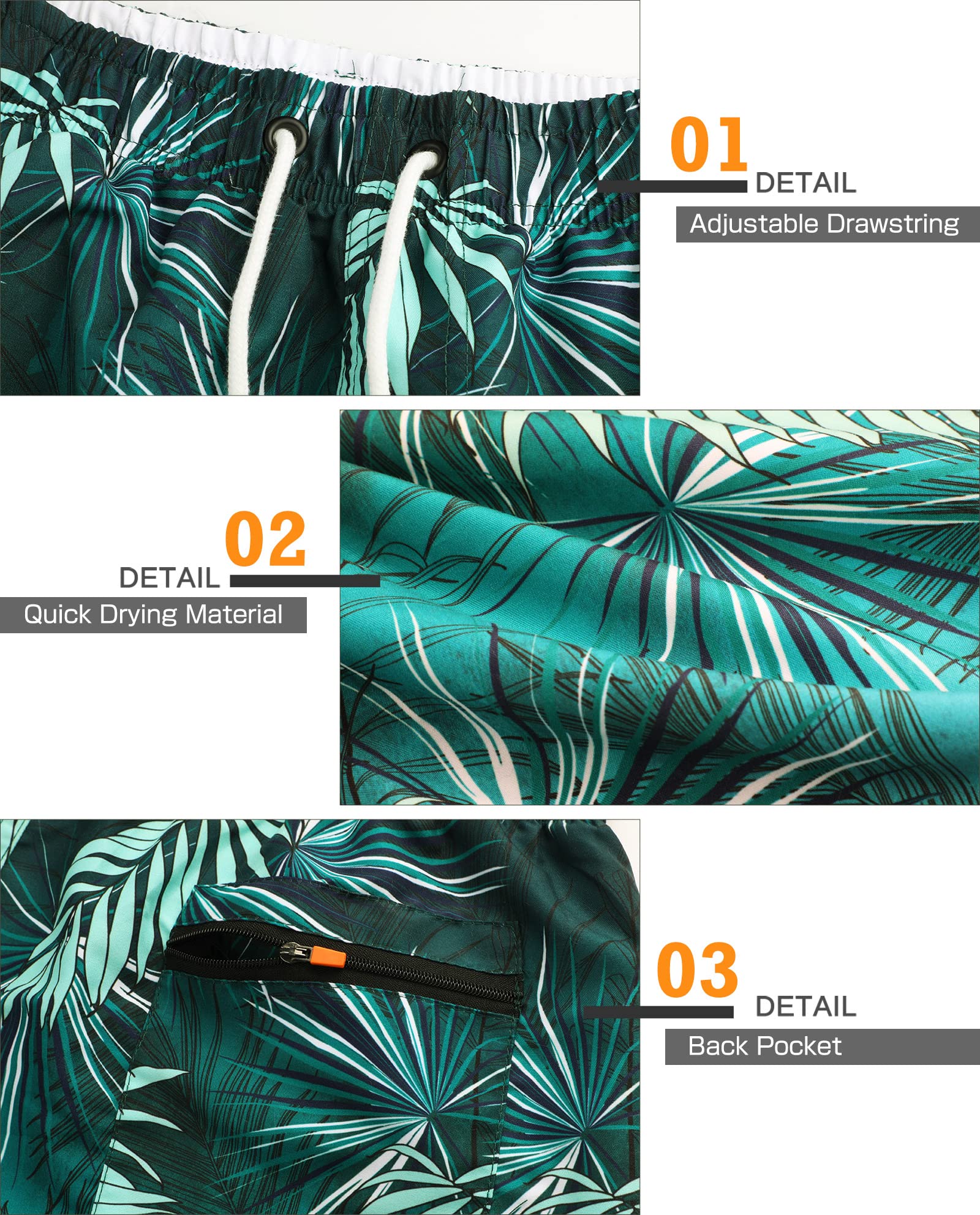 Danfiki Pantaloncini Costume da Bagno Uomo Asciugatura Veloce Calzoncini da Beach Costume da Bagno Fodera Rete con Taschino e Coulisse Trunks