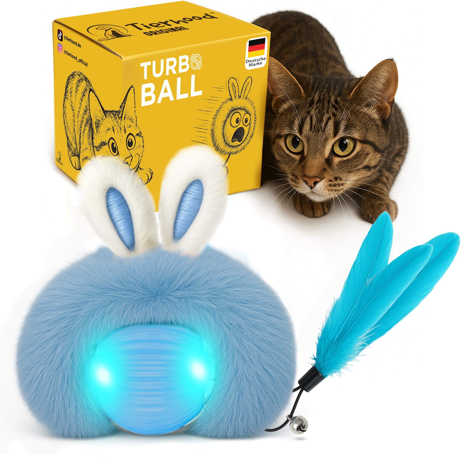 Tierhood Katzenspielzeug Selbstbeschäftigung – interaktives Katzenspielzeug elektrisch – Katzenball elektrisch – Ball für Katzen – Spielzeug für Katzen - TurboBall