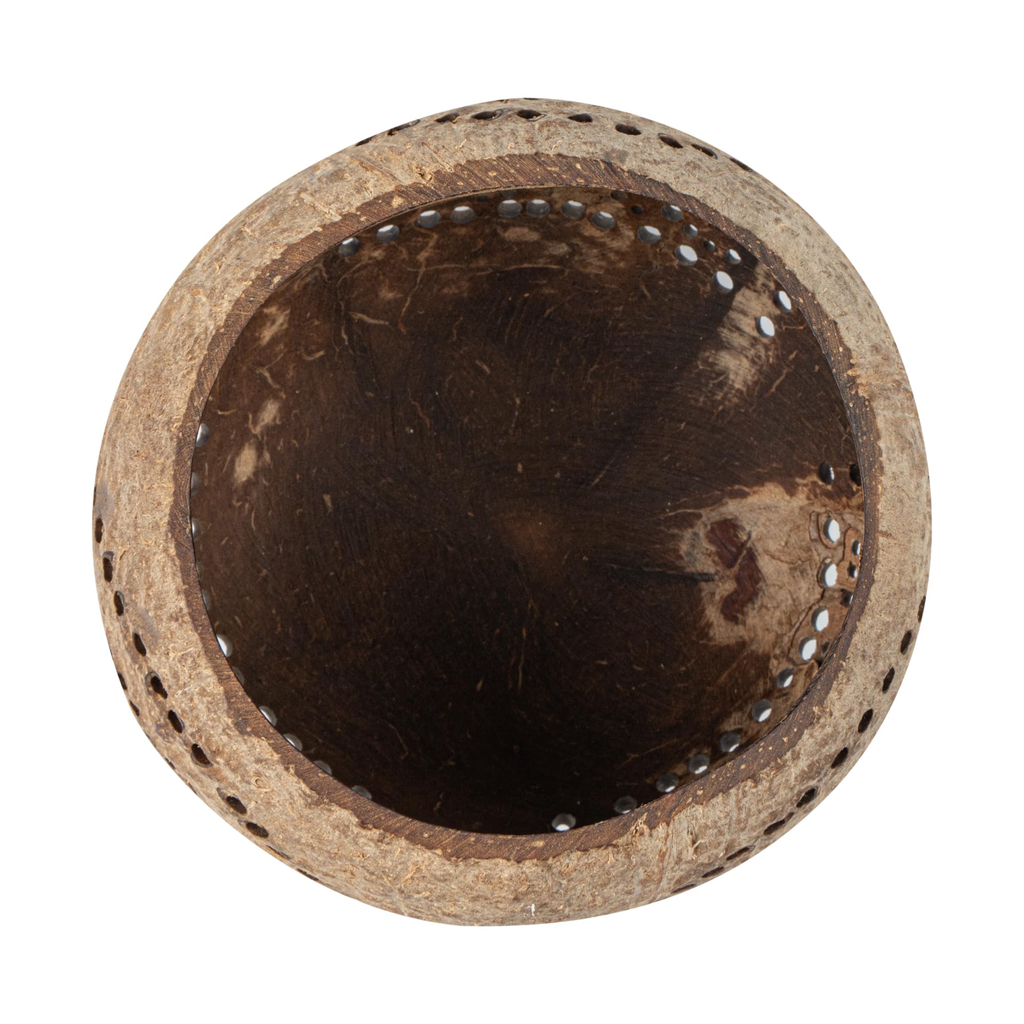 Restaurantware Coco Casa Kerzenhalter aus Kokosnussschale, 10 x 8,4 cm, 10 Wiederverwendbare Teelichthalter, Kerze Nicht im Lieferumfang enthalten, Regenbogenmuster, hellbraune Kokosnussschalen für