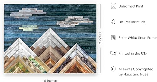 Miniatura 2 de Haus and Hues Arte de pared de montaña  Pósteres de montaña para paredes, pinturas rústicas para sala de estar, cuadros de madera para sala de