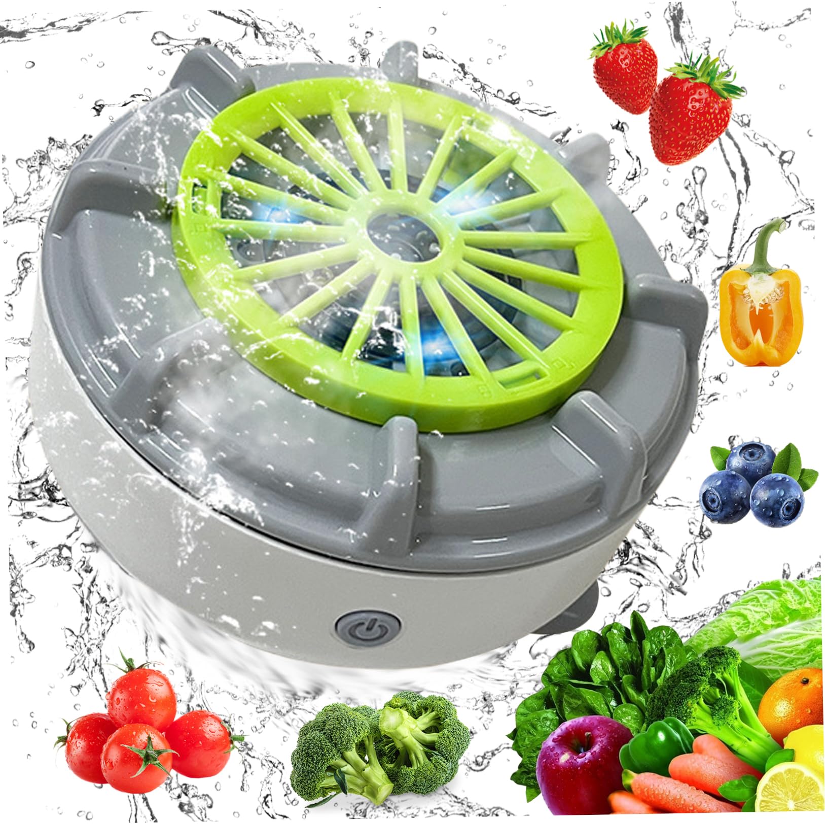 Hintyne Fruit Washer Fruit and Vegetable Washing Machine, Waterproof Cleaner Device with Suction Cup, Rechargeable Washer with Oh-Ion Purification Technology