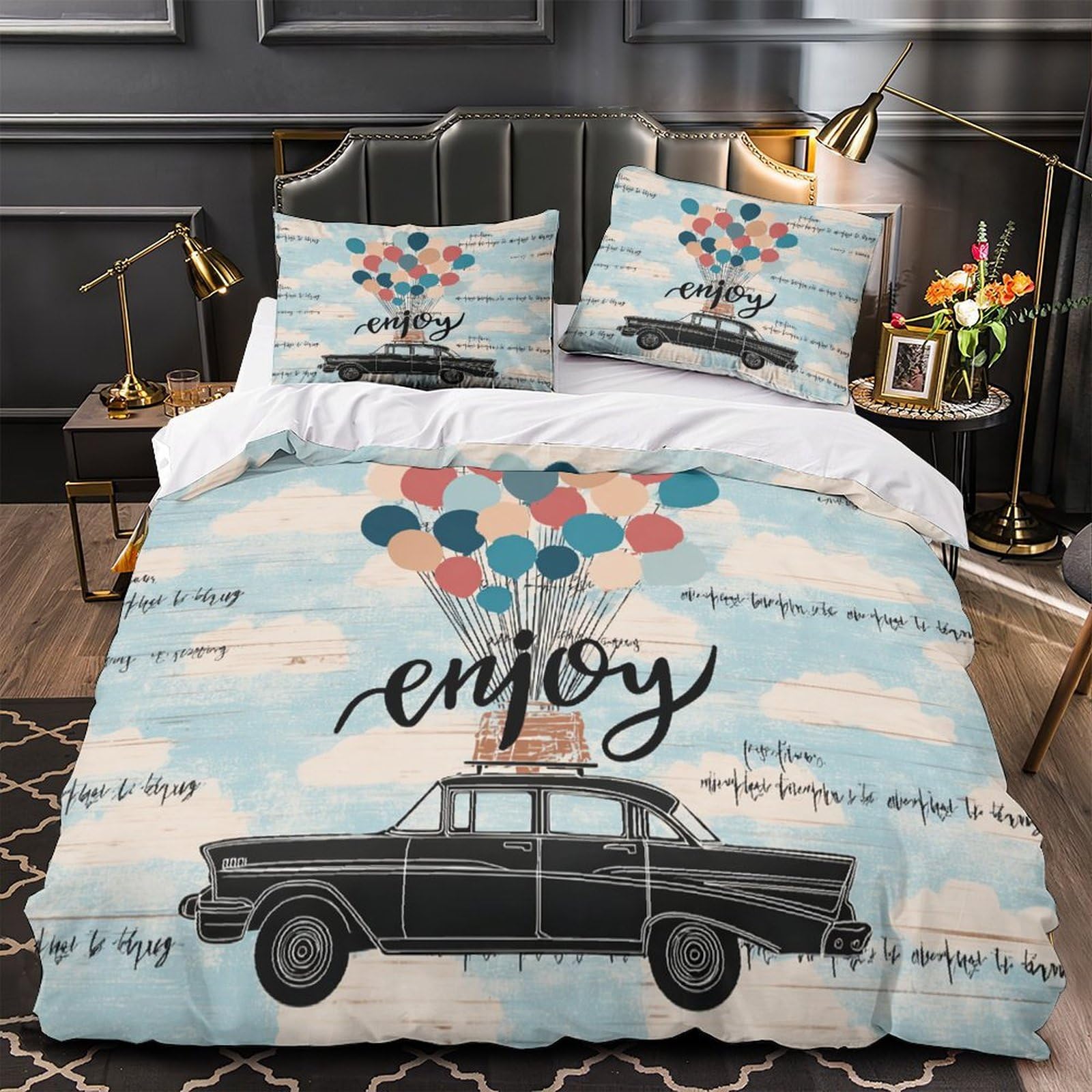 Parure de lit hypoallergique zippée housse de couette 3D microfibre anti-acariens ado