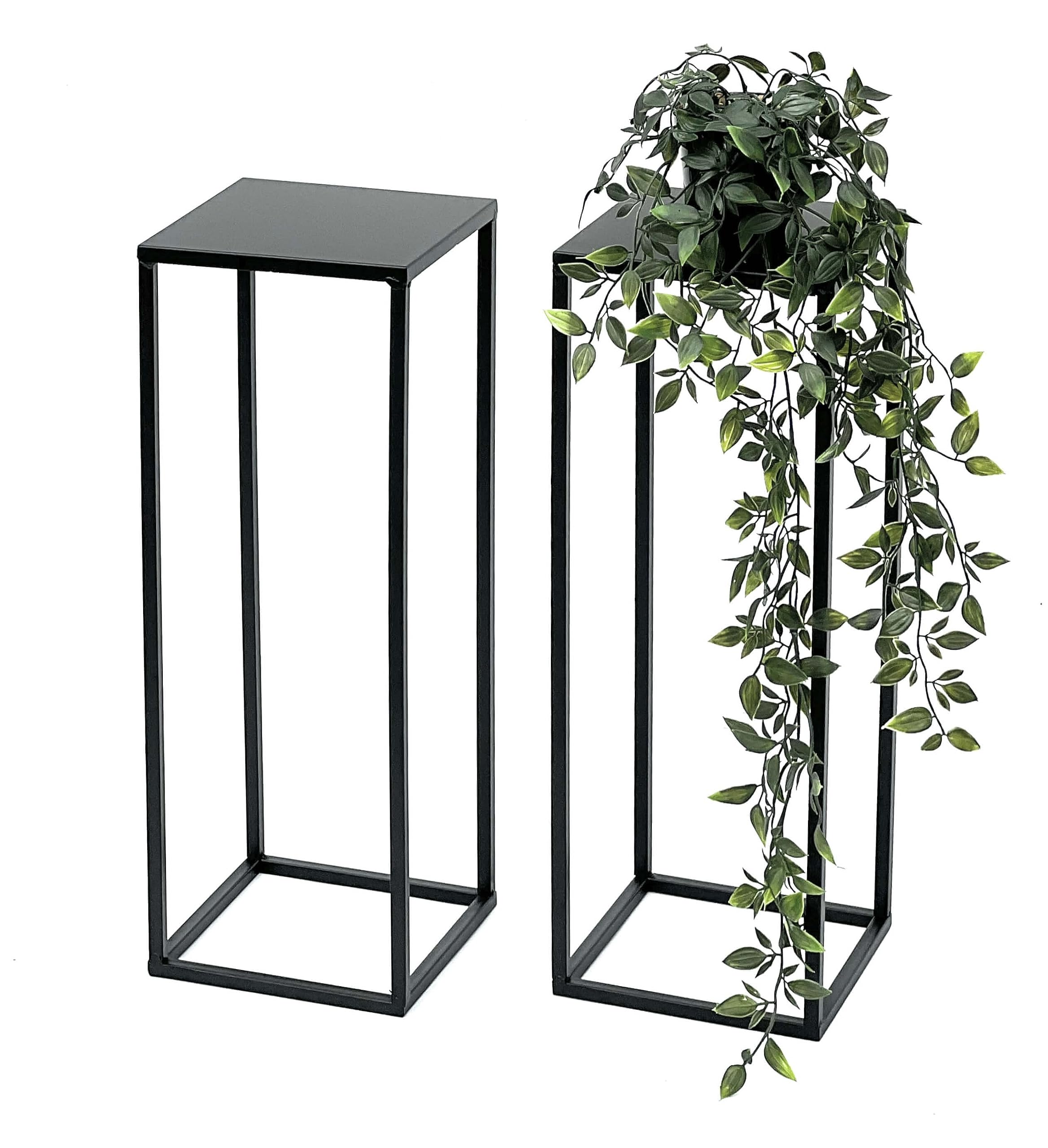 DanDiBo Set 2 Sgabelli Portafiori In Metallon Nero – Alto E Basso, Per Piante E Tavolini - 3
