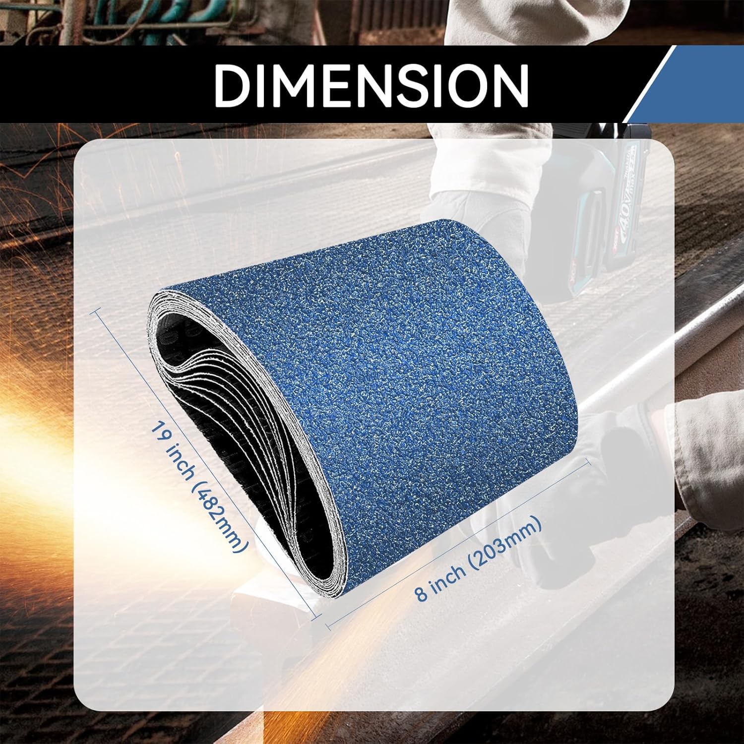 8x19 Inch Floor Sanding Belts 10 Pcs 60 Grits Heavy Duty Belt Sander Zirconia Belt Sander Paper for Wood, Metal, Stainless Steel, Automotive, and Furniture