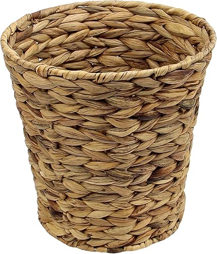 Miniatura 1 de Casaphoria Cestas de basura redondas de jacinto de agua para almacenamiento, jacinto tejido natural, cesta de basura duradera circular, cesta de