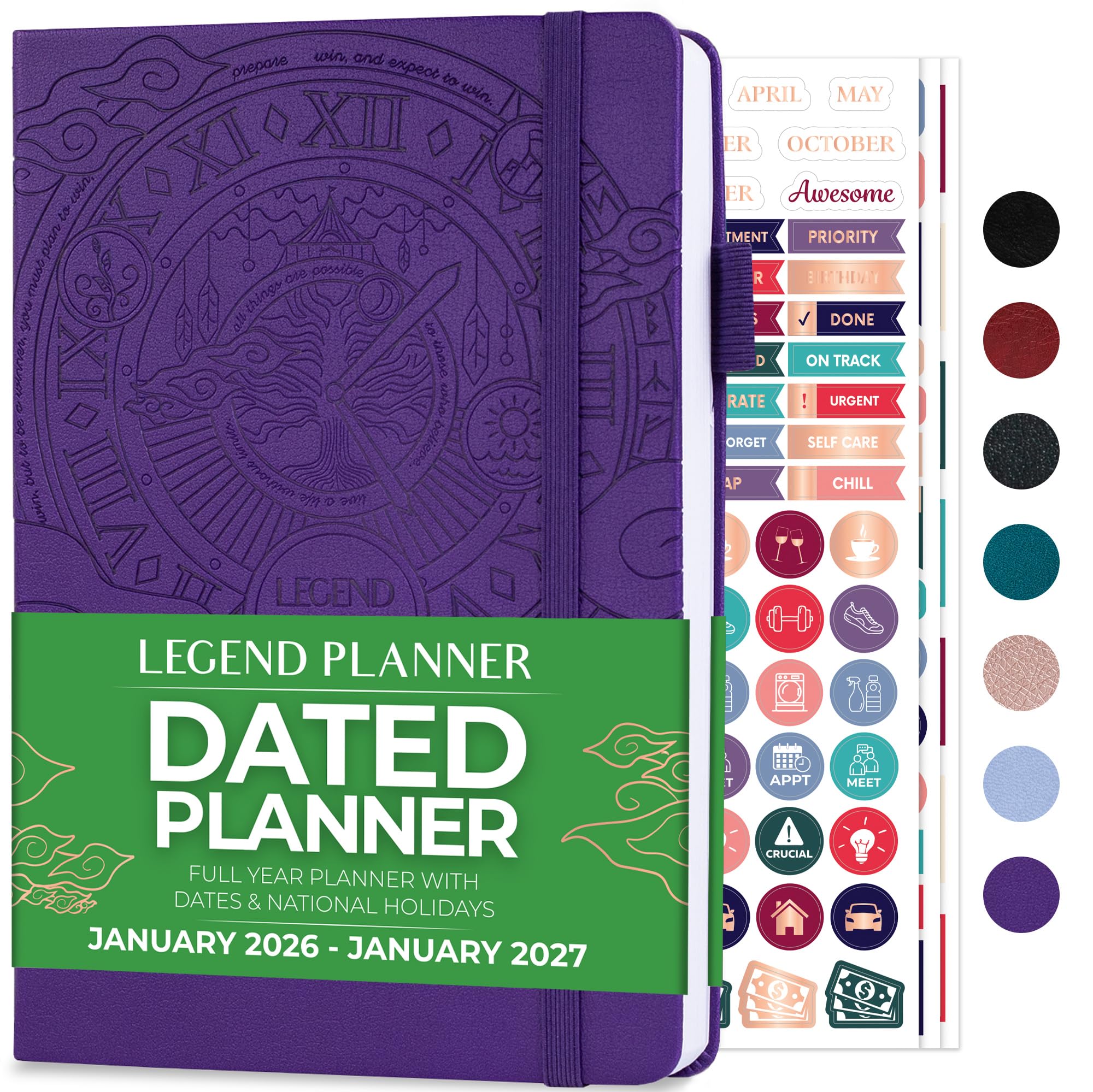 Legend Planner Jan 2026 – Jan 2027 Dated Weekly & Monthly Planner to Hit Your Goals, Increase Productivity & Live Happier. Organizer Notebook &