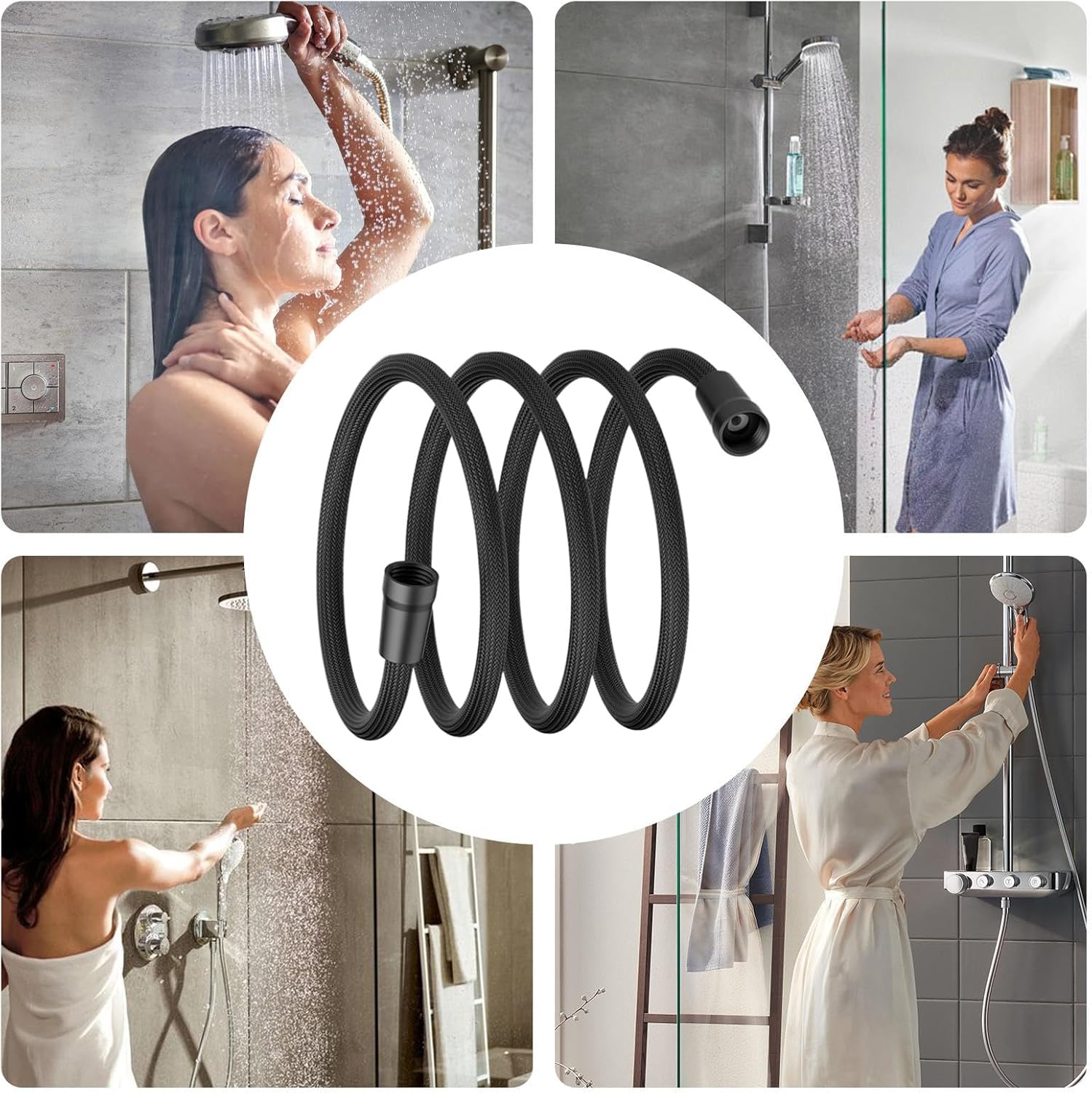Detachable Shower Hose Replacement - Handheld Head Attachment, Nozzle RV | Bathroom Bathtub Kitchen Sink Use, Flexible Cleaning Applications