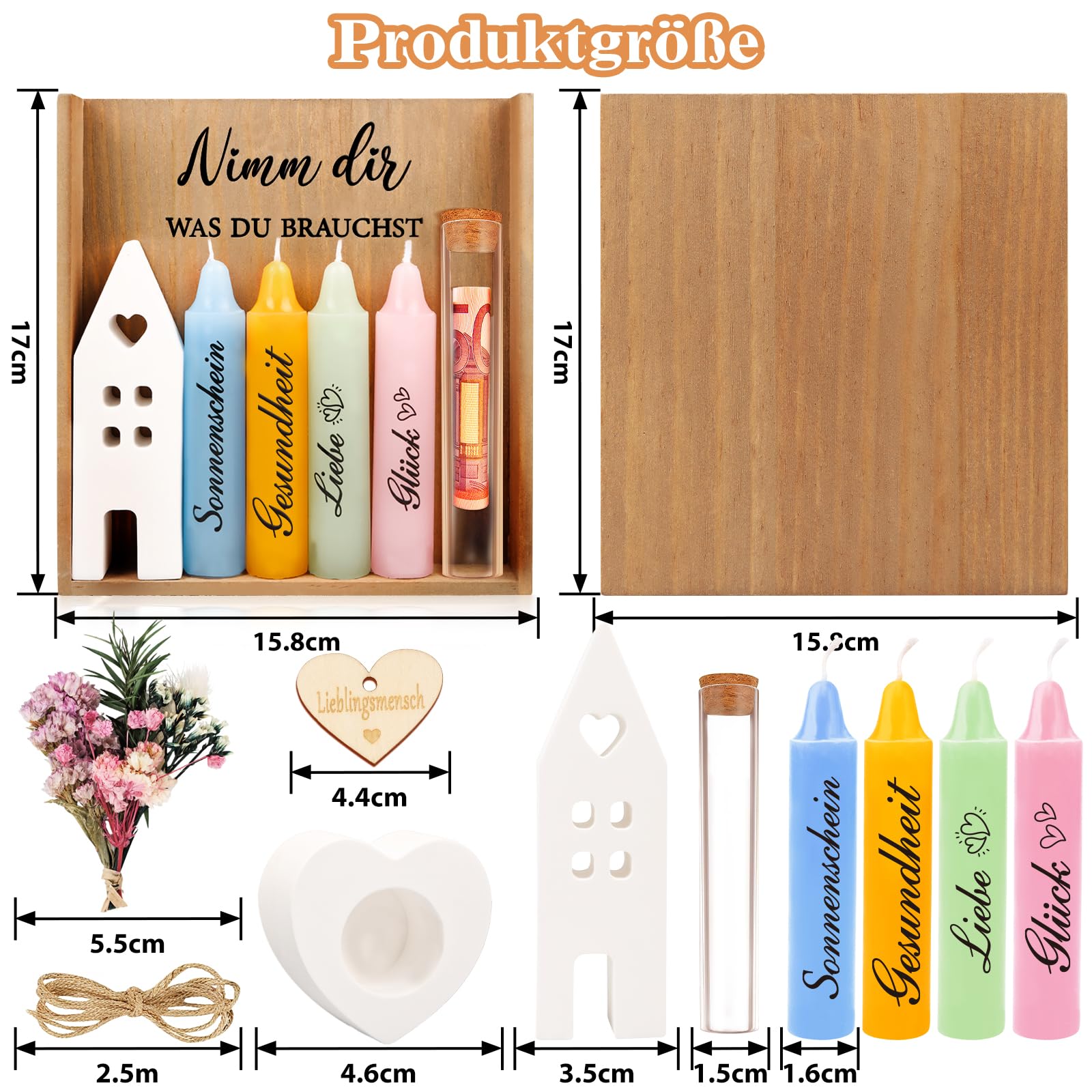 TUZELIYA Geschenke für Frauen Beste Freundin Geschenk | Lieblingsmensch | Perfekte Kerzen Geschenkset mit Kerzenständer | Geschenke Mama Schwester Kollegin | Geburtstagsgeschenk | Handgefertigt