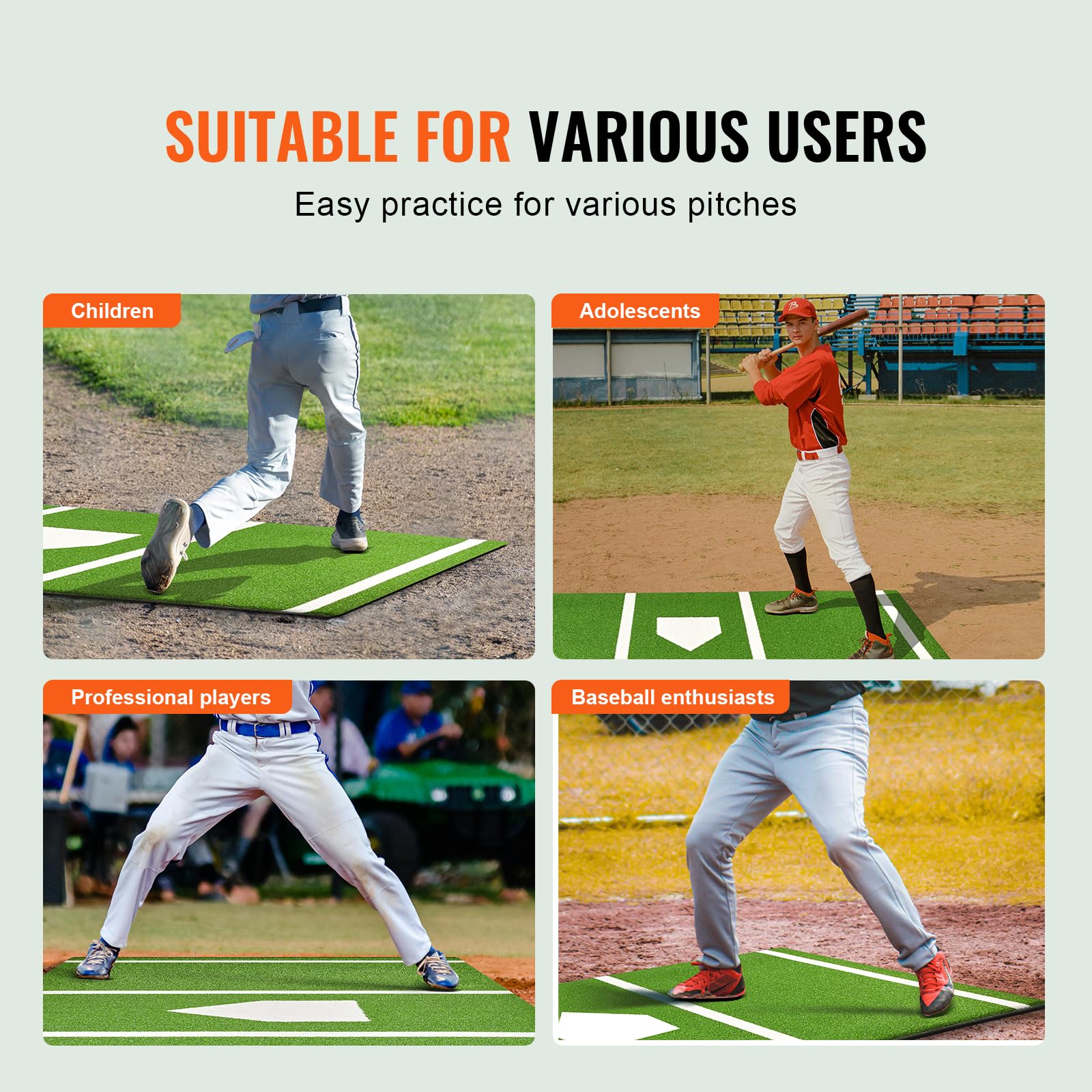 VEVOR 35/55/70 FT Softball Baseball Cage Netting Heavy PE Pitching Batting Net e