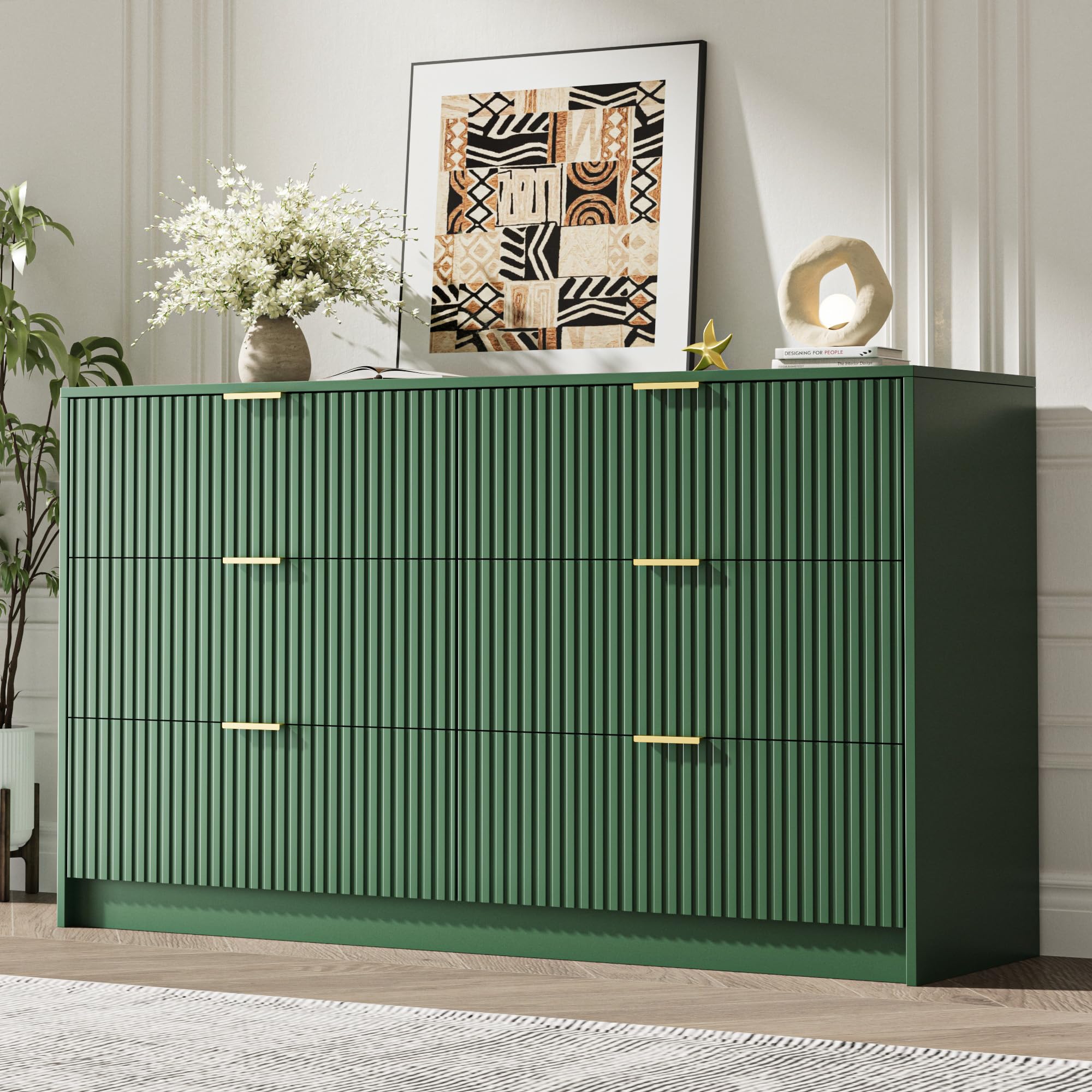 MAISONARIA Green 6-Drawer Dresser