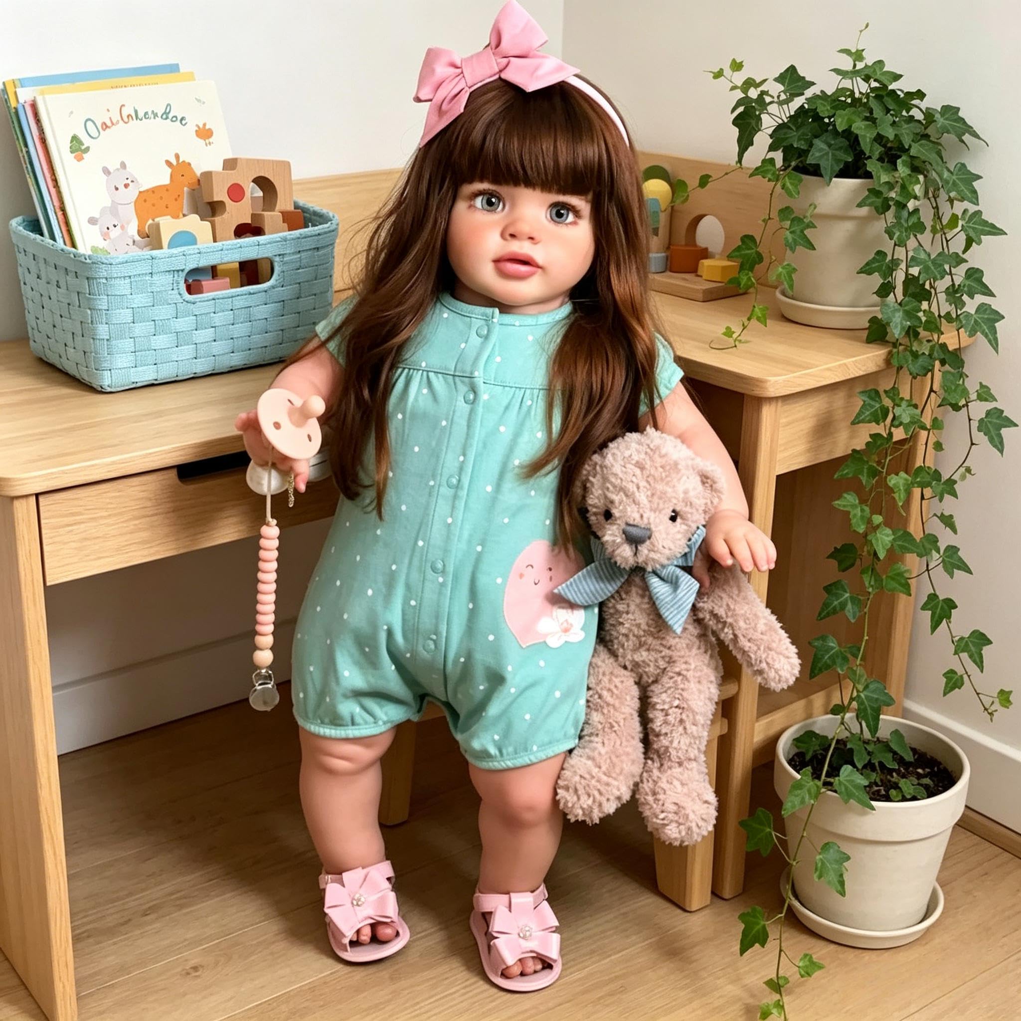 Reborn Baby Dolls Pippa 66 cm Realistyczne lalki Reborn Maluch Dziewczynka Tkanina Body Miękki Winylowy Silikon Realistyczny noworodek Maluch Baby Doll Ręcznie zakorzenione włosy z akcesoriami