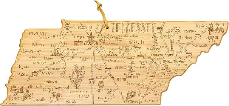 Totally Bamboo Destination Tennessee State Shaped Cutting Board