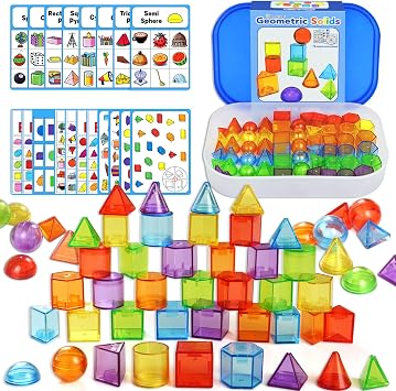 60 Pcs 3D Shapes for Teaching - Light Table Manipulatives