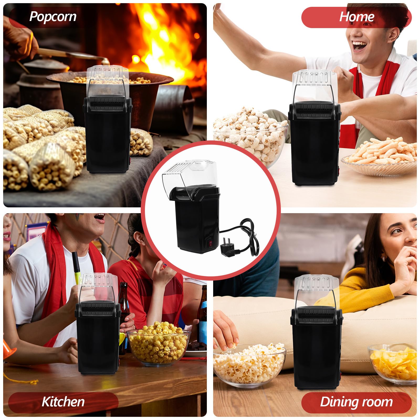 Máquina Eléctrica de Aire Caliente para Palomitas, Mini Negra