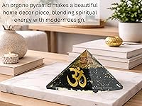 Vista 6 de Pirámide de orgón grande Cristal de pirámide de turmalina negra Pirámide de orgonita OM Pirámides de órgano Curación de energía positiva