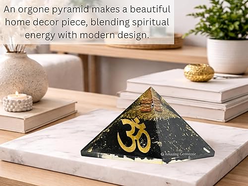 Miniatura 6 de Pirámide de orgón grande Cristal de pirámide de turmalina negra Pirámide de orgonita OM Pirámides de órgano Curación de energía positiva