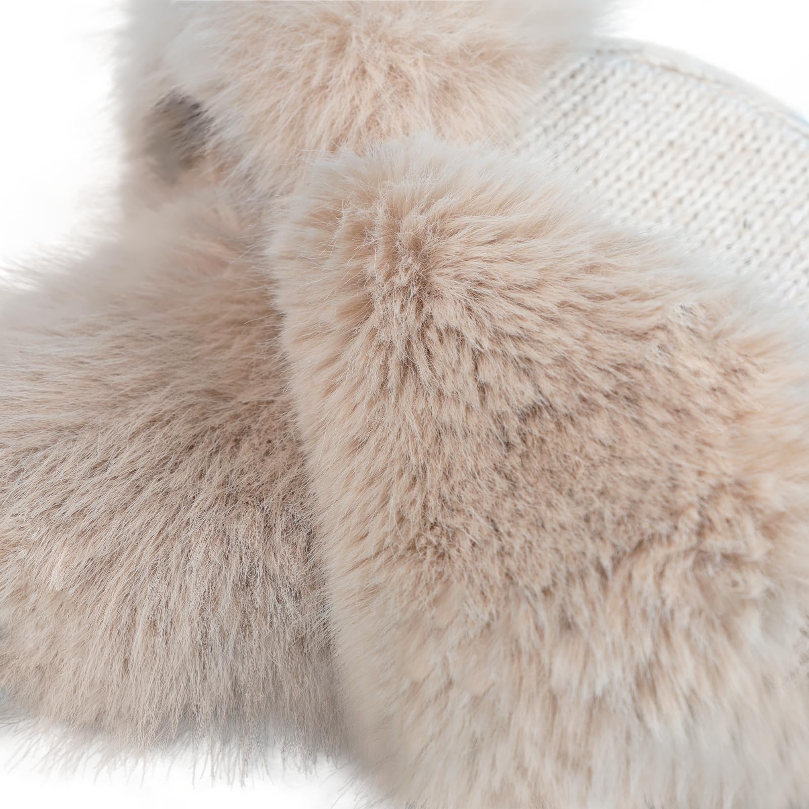 JIAHG Chapka d'hiver Tricoté Femme Chapeau de Trappeur Fausse Fourrure Doux Chaud Bonnet en Tricot avec Cache-Oreilles Capuchon Coupe-Vent pour Ski Camping et Randonnée