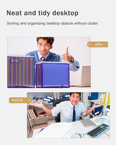 Miniatura 5 de Oterri Organizador de archivos colgantes, organizador de archivos de metal, organizador de archivos de escritorio portátil para carpetas de tamaño