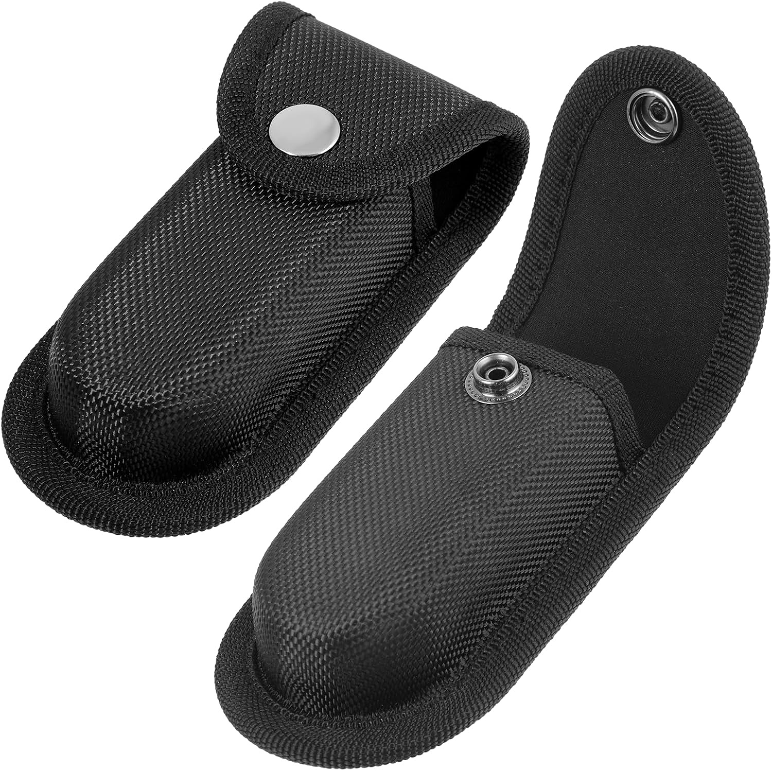 2 Packs Nylon Pocket Knife Sheath, Folding Knife Sheath, 4'' Multitool Case with Snap Closure and and Horizontal or Vertical Carry Belt Loop Black Knives Pouch for Outdoor or Daily Use