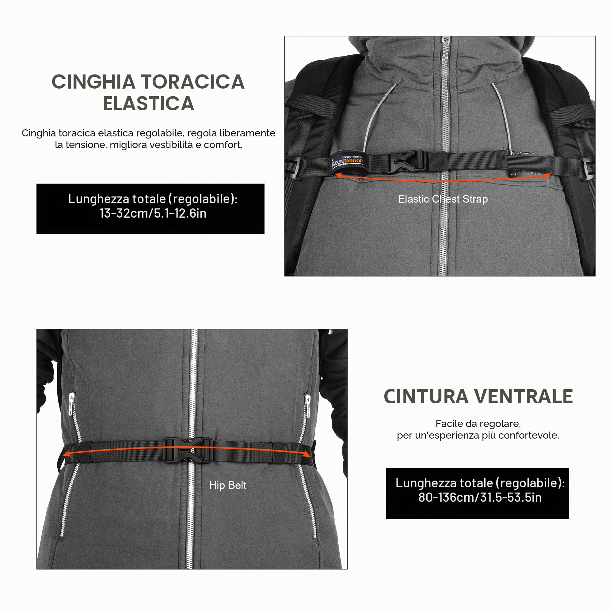 Mountaintop Zaino da trekking da 25 l/30 l, per uomo e donna, per escursionismo, all'aperto, ciclismo, 25L, Zainetto