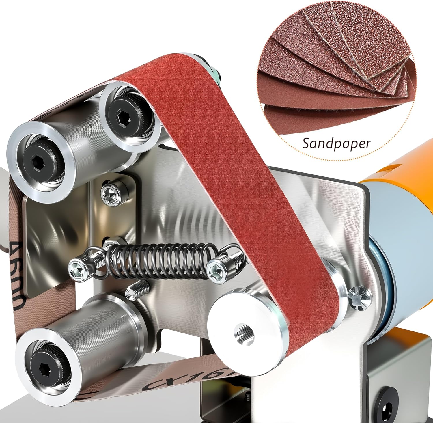 Mini Electric Belt Sander, Tabletop Knife Sharpener, Bench Grinder Polisher Belt Sander Sanding Machine for Woodworking Metal Working 7 Variable Speed 9000RPM