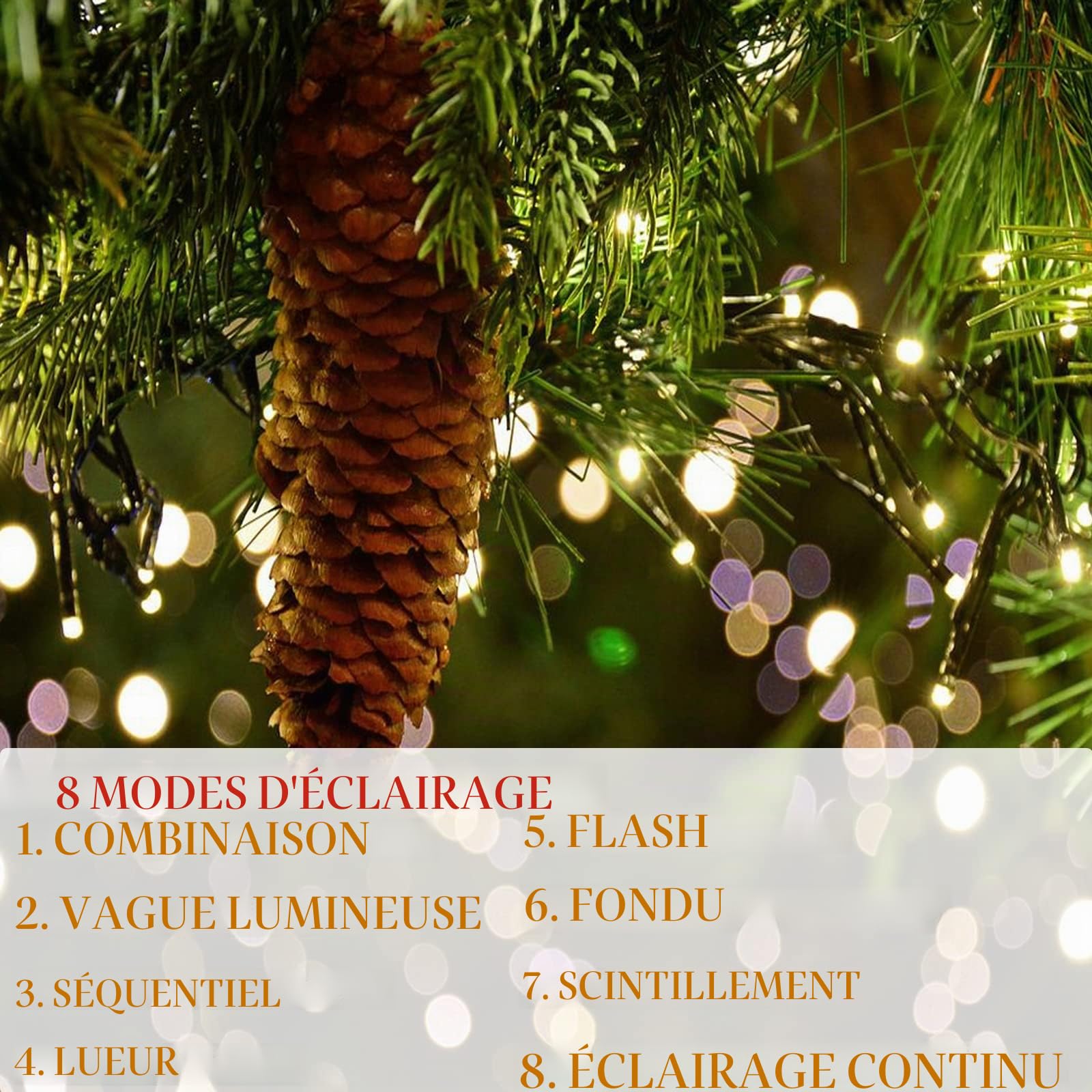 Guirlande Lumineuse Exterterieure 100M 1000 LED IP44 Étanche 8 Modes guirlandes lumineuses d'extérieur Décoration pour le jardin Anniversaire, Mariage