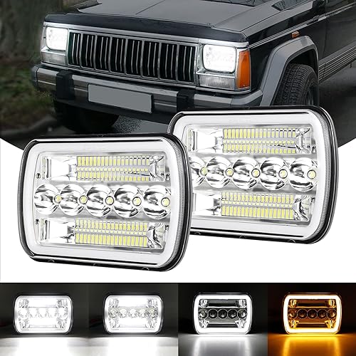 BESTZHEYU 2 faros delanteros de 5 x 7 compatibles con Chevy Express 1500 2500 3500 Cargo Van F-150 F-250 F-350 Wrangler YJ Cherokee XJ Kenworth T300