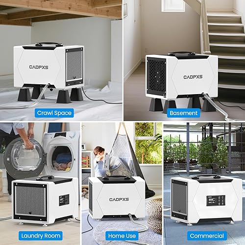 Miniatura 7 de CADPXS Deshumidificador de espacio de arrastre con manguera de drenaje, deshumidificador comercial de 80 pintas para sótano, uso doméstico, daños