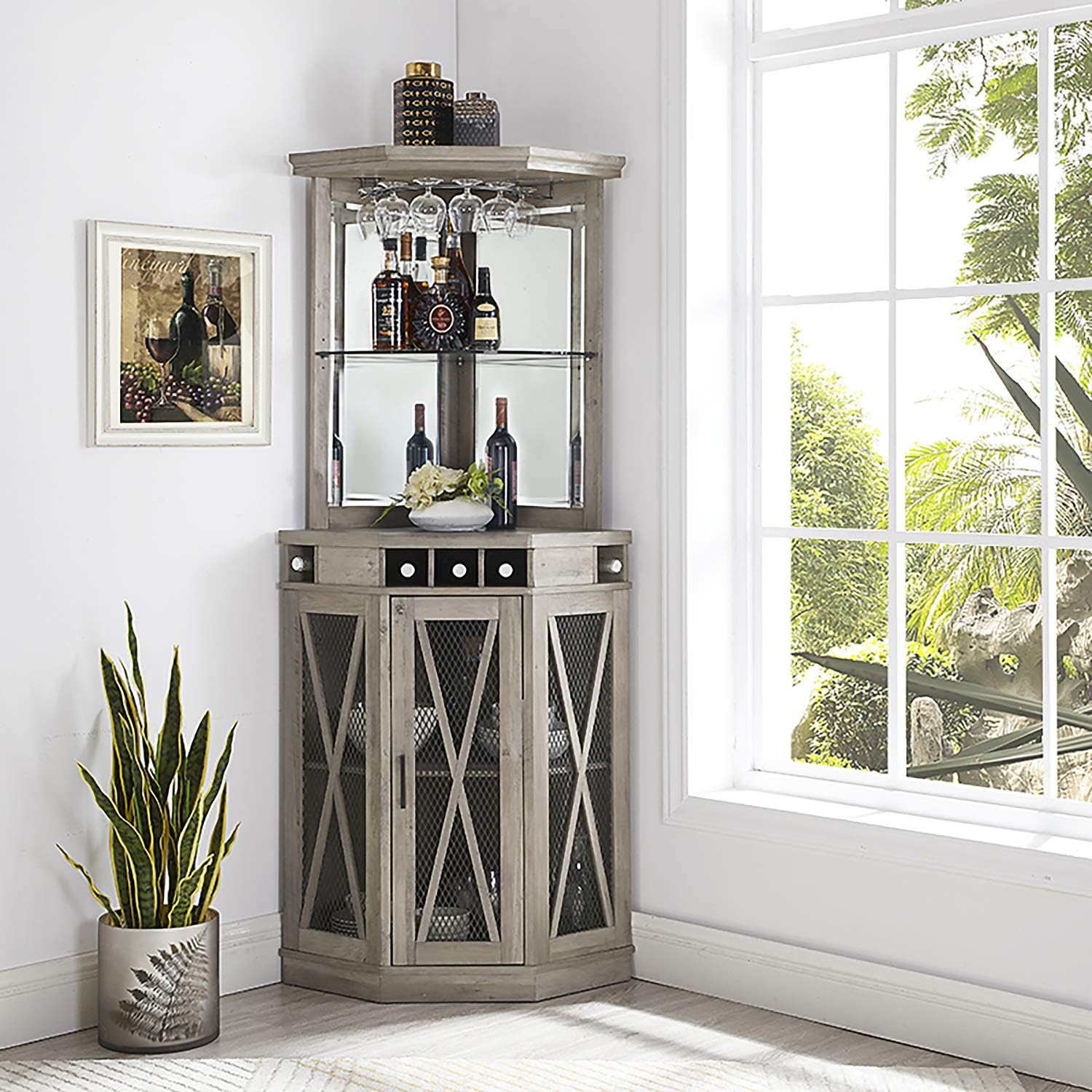 Corner Bar Unit with Built-in Wine Rack and Lower Cabinet 41 81ADTS8uvlL. AC SL1500