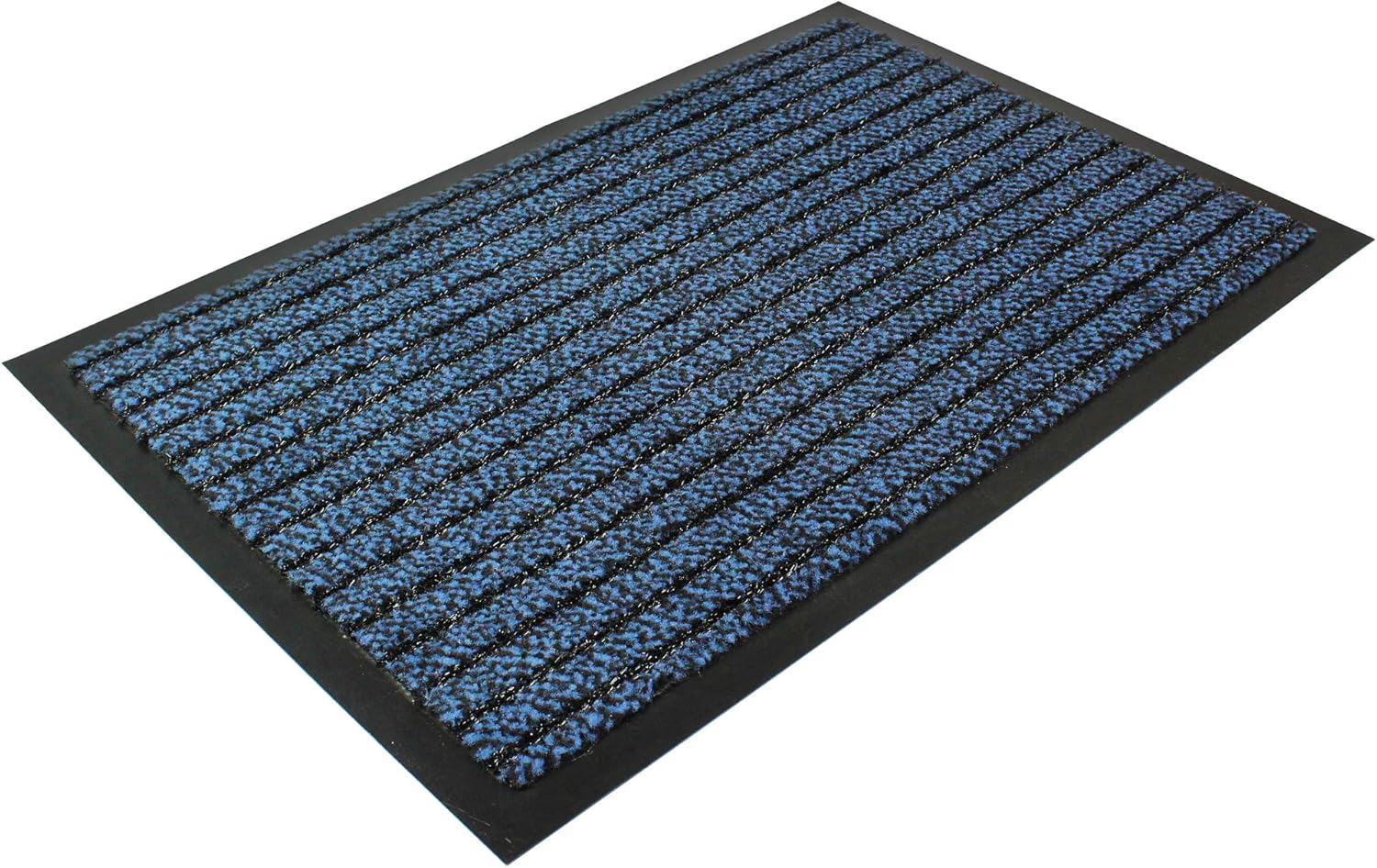 ULTRALUX Indoor Scraper Door Mat 23" x 31" Durable Anti-Slip Vinyl Backed Dirt Barrier Doormat, Low Profile Doormat Dirt Trapper Entry Rug for Inside, Blue Welcome Mat