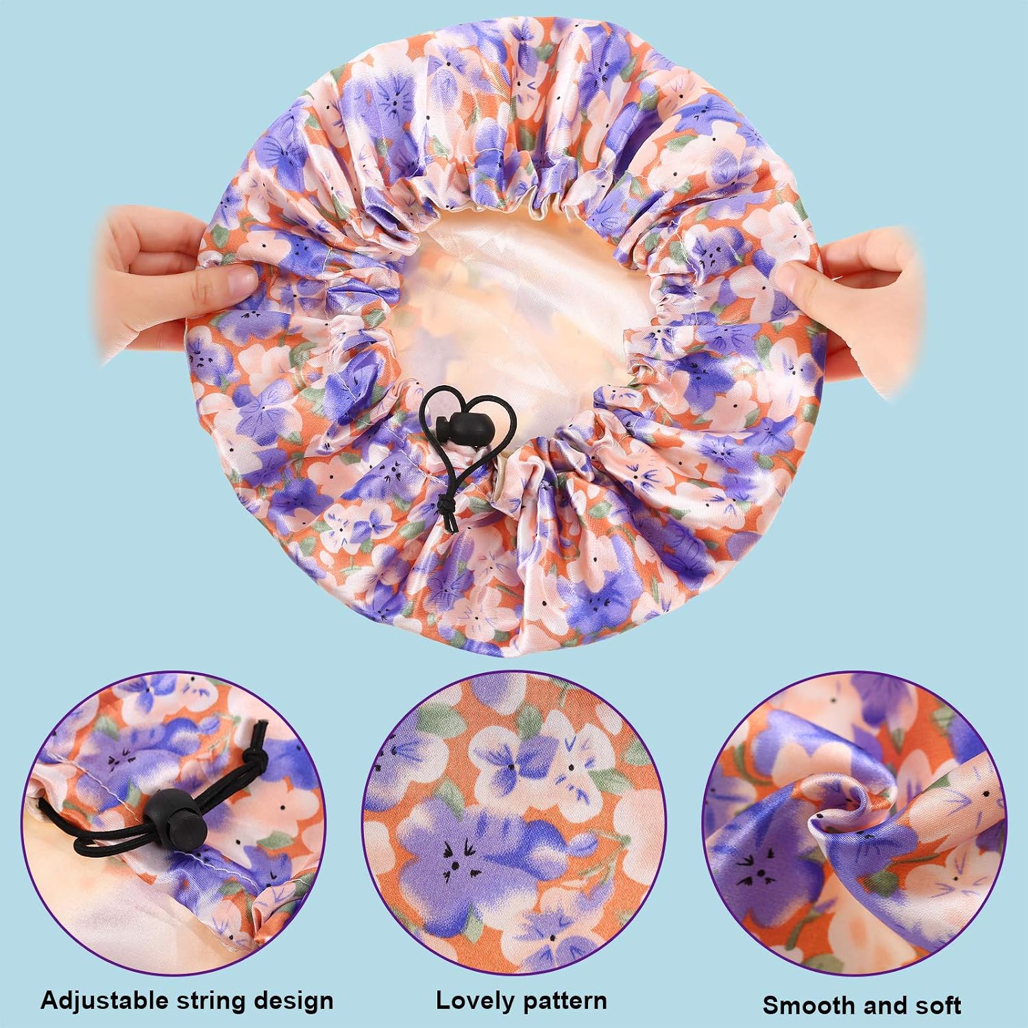 5 Pieces Kids Satin Bonnets Adjustable Sleeping Caps Reversible Satin Night Hats Soft Colorful Cap for Toddler Child Teens