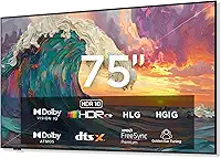iFFALCON Smart TV Classe QLED 4K de 75 polegadas, TV mural ultrafina, 144Hz, HDR, modo artístico com arte AI, ampla gama de cores, Dolby Vision IQ, Dolby Atmos, Google Assistant Voice Remote (modelo
