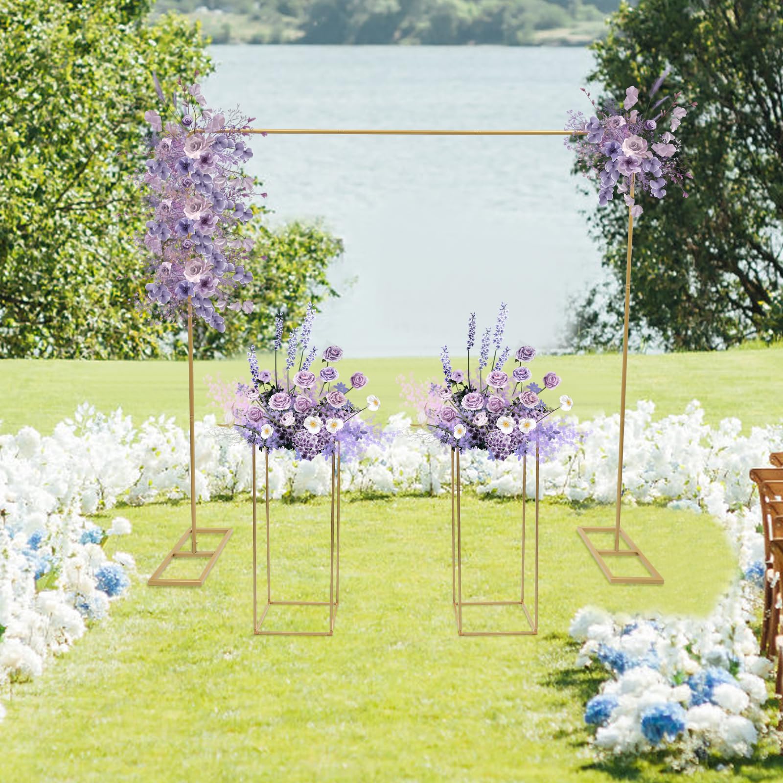 2 archi per palloncini da 2 m con supporto per fiori, telaio per