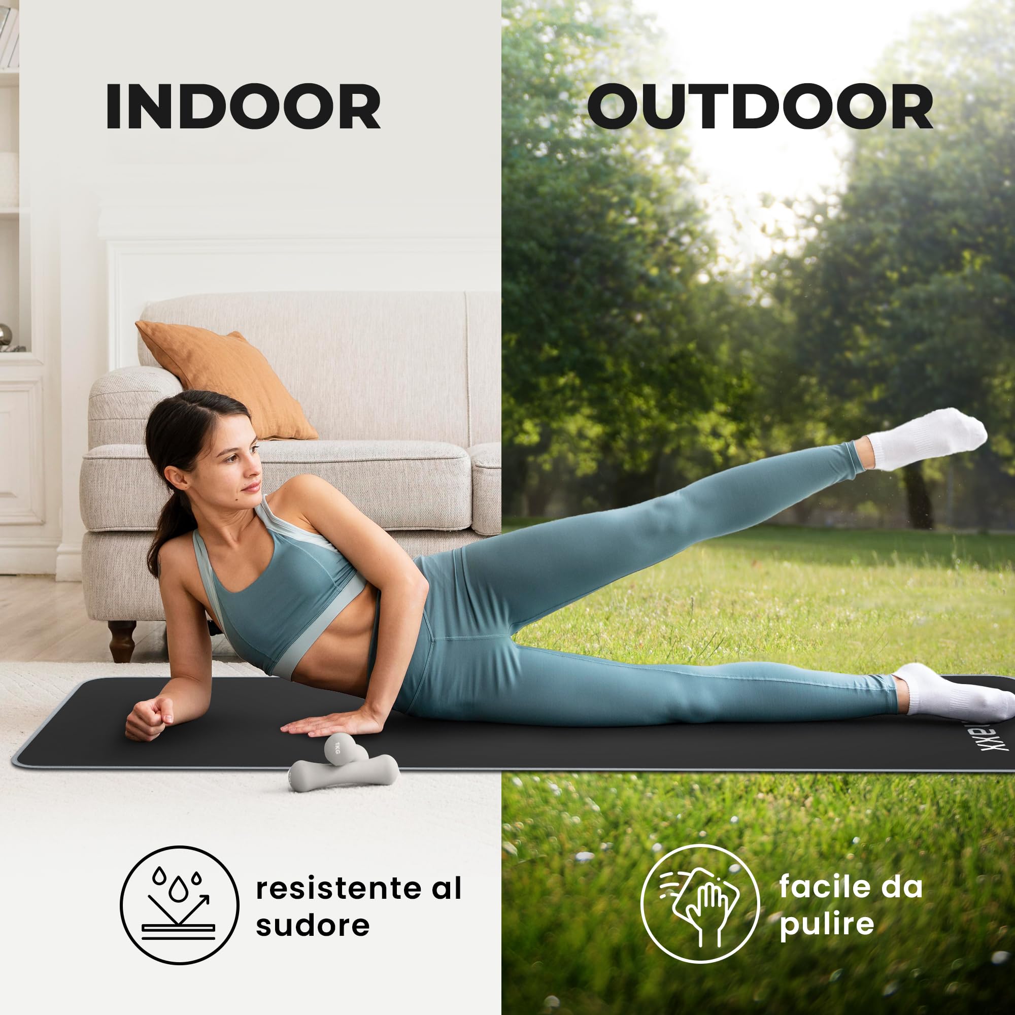 Bakaji Tappetino Yoga Antiscivolo Alta Densità aterassino Tappeto
