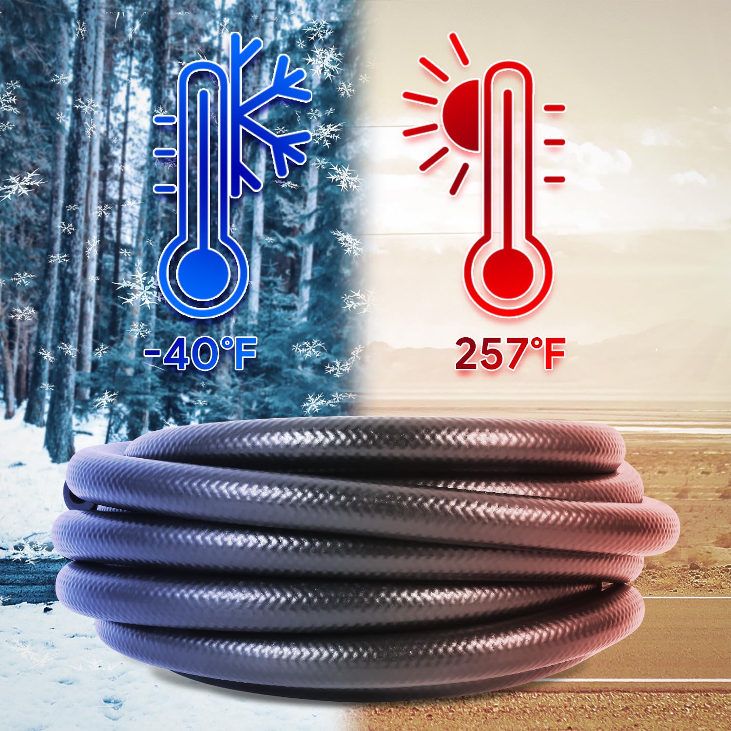 DNA MOTORING 10FT 6AN Push Lock Fuel Line Hose NBR Rubber, 3/8" ID 10 Feet/3m 300PSI Pressure,for Automotive Fuel Systems Engines,NBR-03-10FT