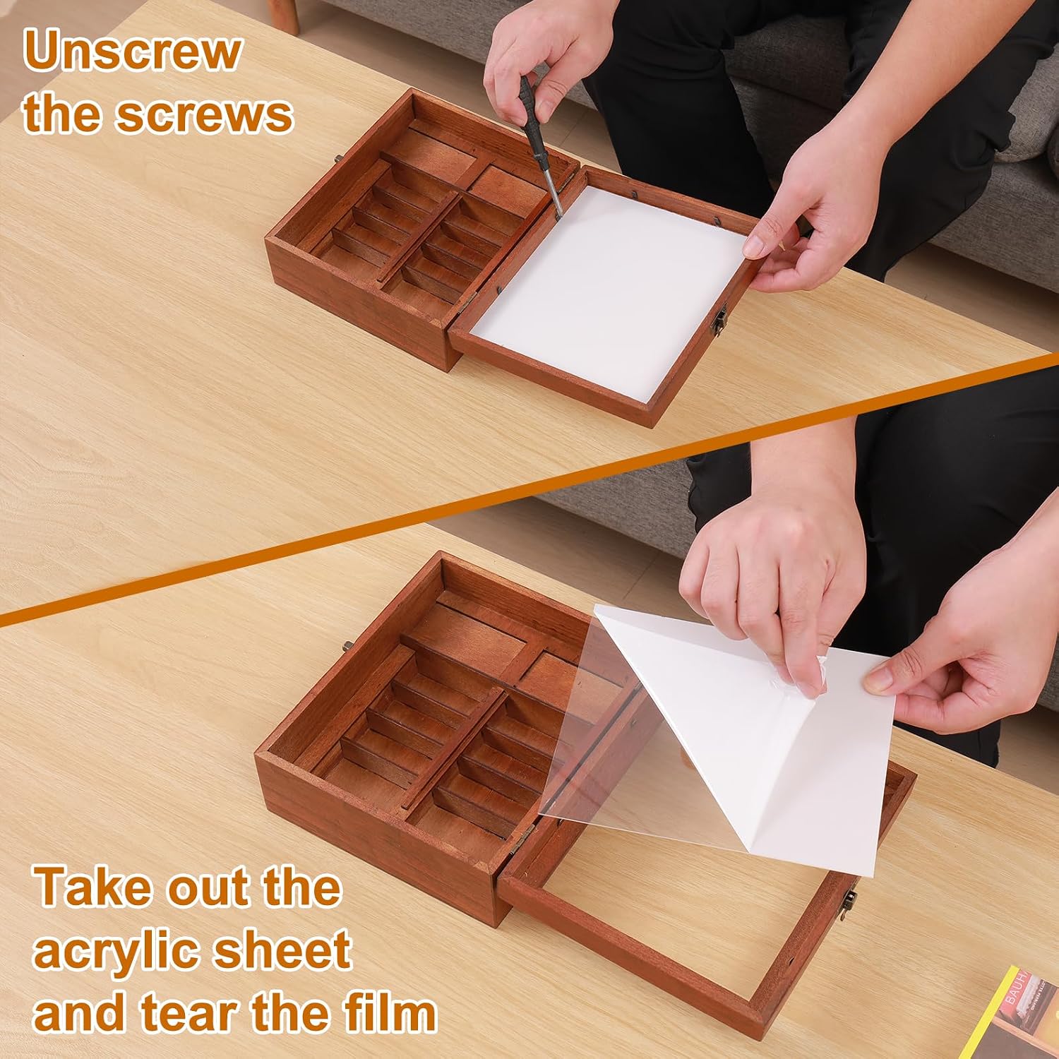 Anxiety Miniature Bookshelf with 200pcs Mini Books,Get rid of Your Anxiety Miniature Book Display Cabinet, Stress-Relief Bookshelf for Home Office Decor (Brown) image 4