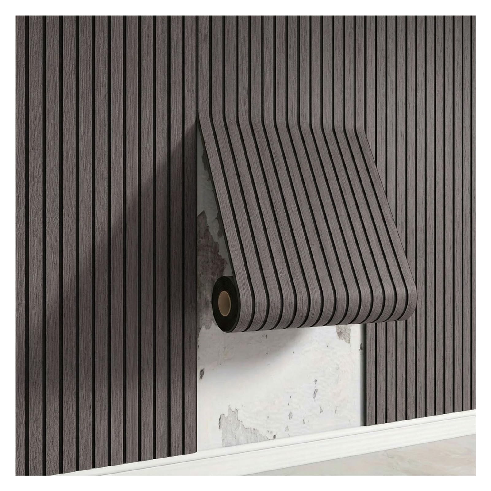 Panel de pared de listones autoadhesivo imitación madera 3D grueso