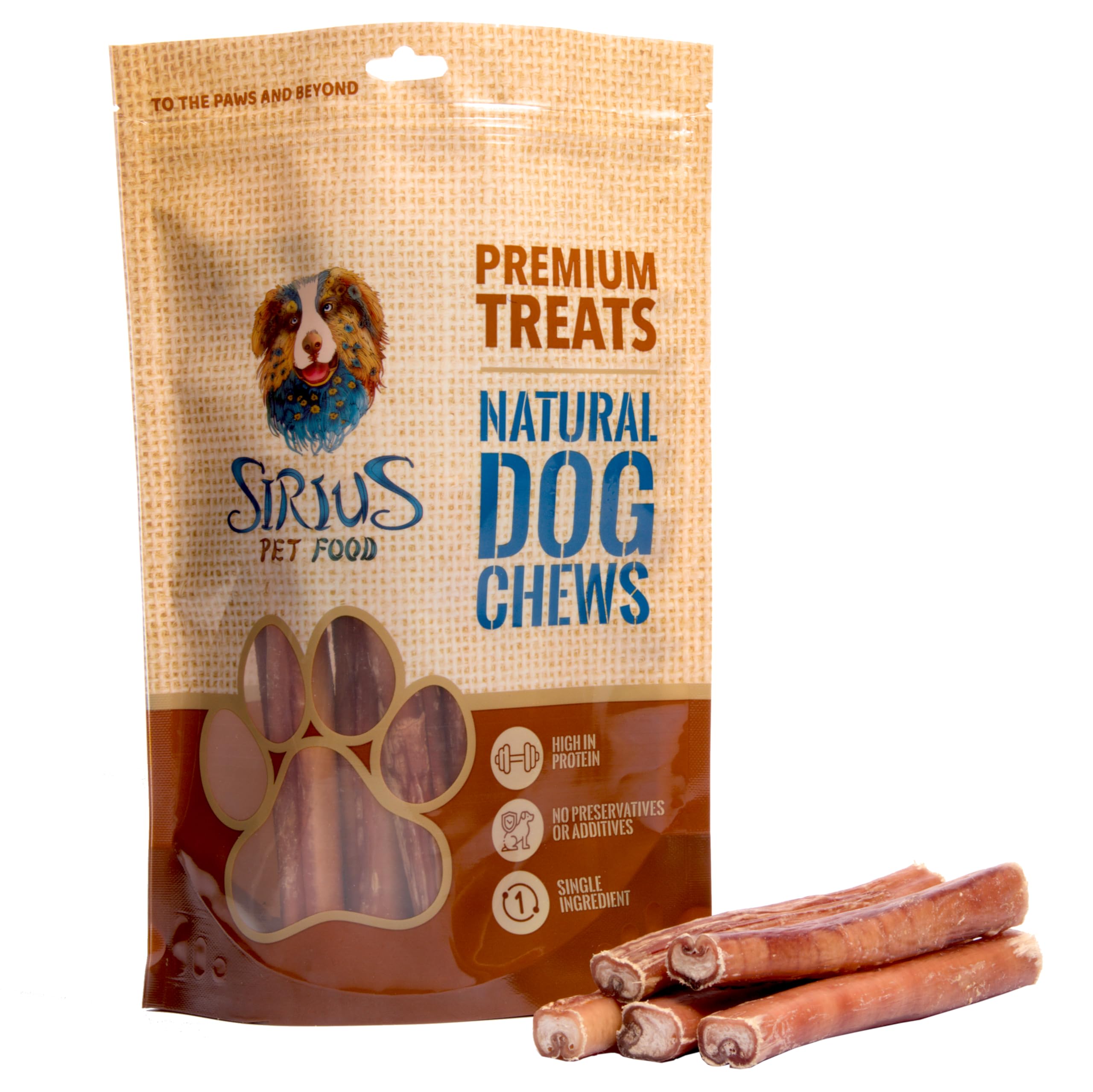 Sirius Natural 15cm - 6" Jumbo Pizzle Sticks for Dogs (10 Pack) - Odour Free Bully Sticks | Long Lasting Natural Dog Chews | Grain Free Dental Treats for Senior Dogs and Aggressive Chewers