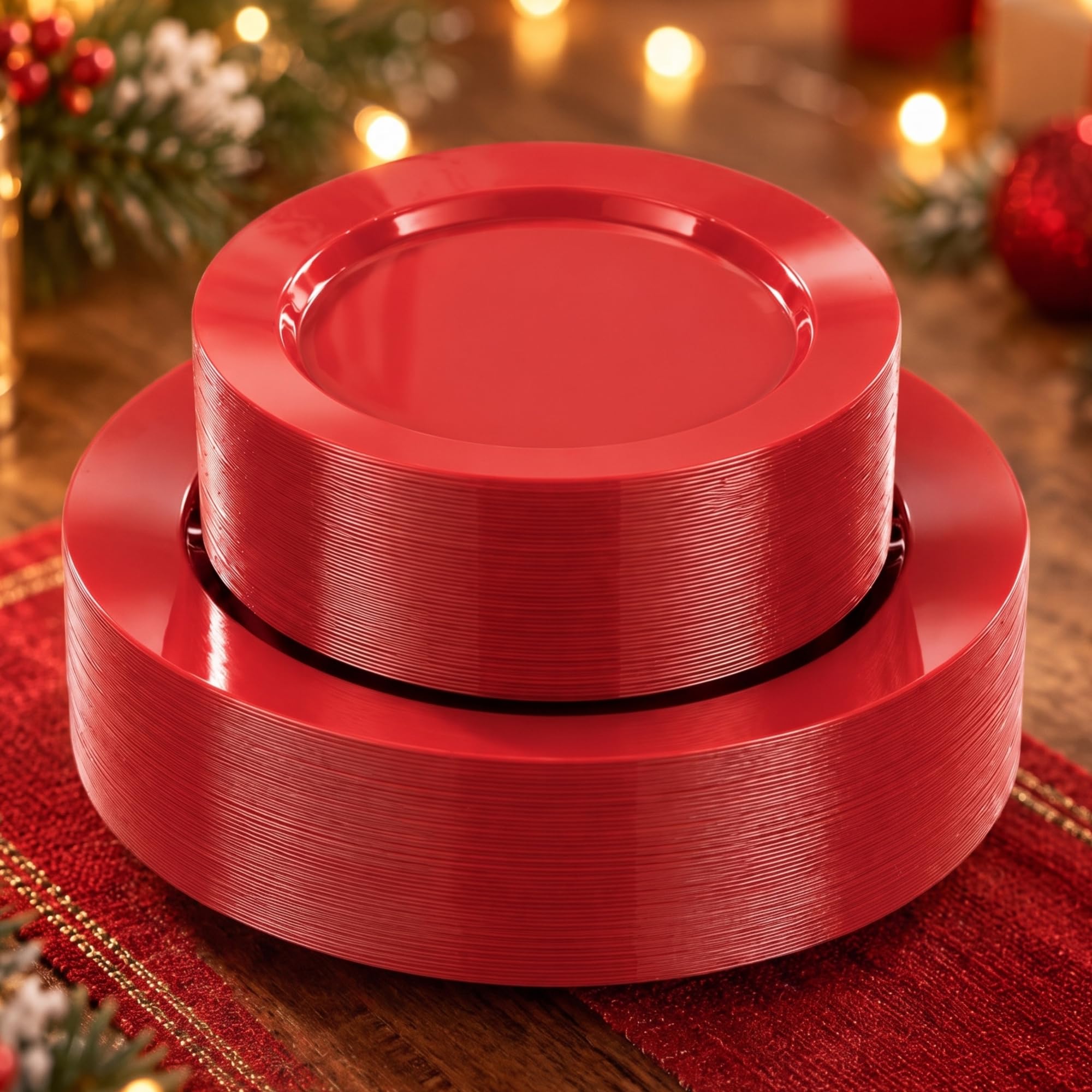 Goodluck 120PCS Red Plastic Plates, Heavy Duty Red Plates
