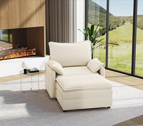 Miniatura 77 de Vesgantti Sofá Seccional Modular de 108", Cómodo Sofá Nube con Otomana Móvil de Chenilla y Asiento Profundo, Sofá Modular en Forma de L, Sofás