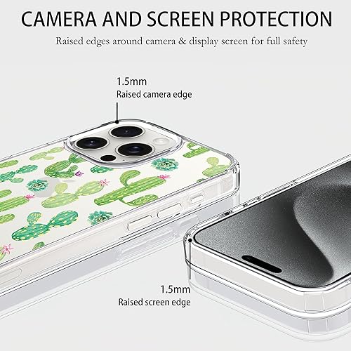 Miniatura 3 de Losthll Funda transparente compatible con iPhone 15 Pro Max, funda para iPhone 15 Pro Max de 6.7 pulgadas con diseño de cactus verde y cactus para