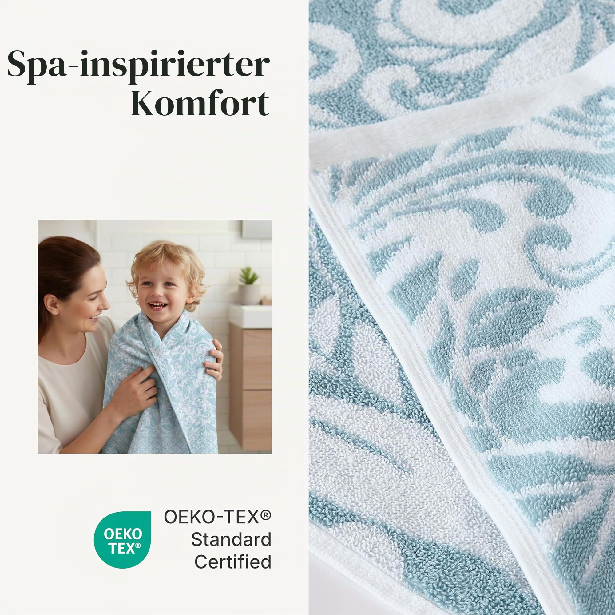 Modern Threads Trefoil Filigranes 6-teiliges Wende-Handtuch-Set, gefärbt, Jacquard, Badetücher, Handtücher und Waschlappen, super saugfähig und schnell trocknend, 100% gekämmte Baumwolle